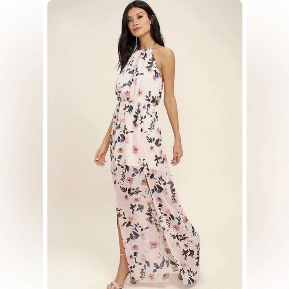Ali & Jay Al Fresco Blush Floral Print Maxi Dress Small